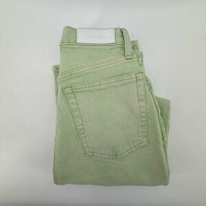 RE/DONE Pistachio Green High Rise Straight Leg Button Fly Jeans Size 26 Sample